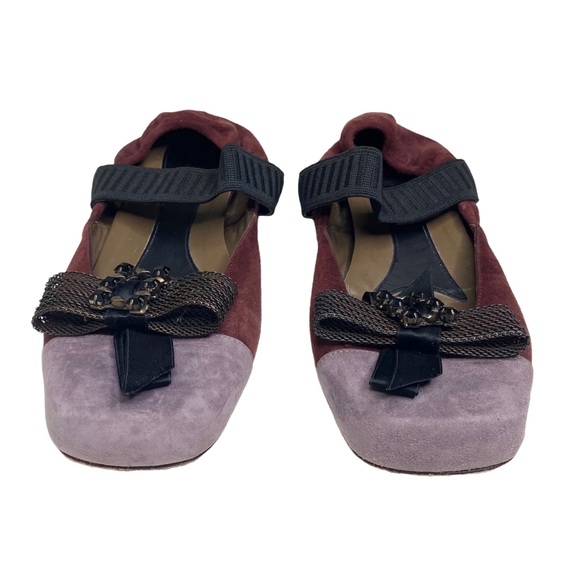 Marni ❤︎ Swarovski Crystal Mary Jane Bow Ballet Flats ❤︎ Plum + Lavender Suede - Picture 7 of 15